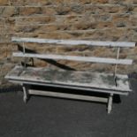 Antique painted pine two way bench seat 150cm long x 30cm deep x 85cm high