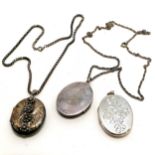 3 x large silver lockets (2 are on silver chains - longest 54cm) - total weight 71g