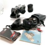 Qty of cameras / lenses inc Canon AV-1, Pentax zoom 90-WR, 35mm lens etc