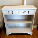 Painted shelf unit with two drawers 30cm x 76cm x 80cm high. Some marks to the paintwork