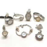 Ladies Charmed silver hallmarked Accurist quartz wristwatch t/w unmarked silver pendant watch set