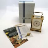 Shortland Bowen brass & bevel glass carriage clock in commemoration of 1981 Royal Wedding - 12cm