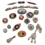 Collection of micro mosaic jewellery - mostly brooches inc musical instrument etc