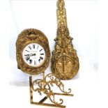 French brass bracket comtoise clock by Lenormand a Bedee with a ceramic face with pressed brass