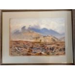 Framed watercolour painting of a landscape signed Herbert Moxon Cook - 54cm x 71.5cm ~ loose in