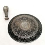 Silver French desk seal (blank) - 6.5cm long t/w antique Indian unmarked silver dish(12cm