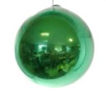 Antique green mercury glass witches ball - approx 20cm diameter & missing cowling / mount