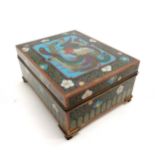 Chinese nice quality cloisonne box decorated with a cockerel and decorated inside with birds /