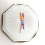 1956 silver dated octagonal compact with guilloche enamel and HMS Hornet enamel flag detail - 7.
