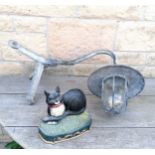 Outdoor wall light t/w cat doorstop