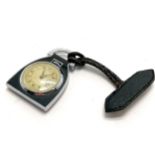 Art Deco 1930's brooch watch with black detail to case - 9cm drop & runs - WE CANNOT GUARANTEE THE