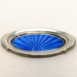 Silver oval tray with blue guilloche enamel to centre by Wilson & Gill - 14.5cm x 7.5cm with