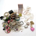 Qty of costume jewellery inc freshwater pearl necklaces, silver & pearl ring, brooches etc