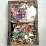 2 x boxes of costume jewellery inc Africa aluminium hand crafted earrings, Bulgarian charity