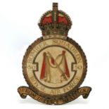 WWII or earlier Royal Air Force No 50 bomber squadron wooden mess room door plaque - 30cm high x