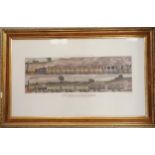 Framed French print of Manchester & Liverpool railway - 79cm x 50cm ~ slight loss to frame