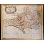 Antique Morden Dorset map, framed. 40cm x 47cm. Has foxing