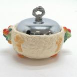 Clarice Cliff celtic harvest sugar basin with original chrome lid - slight staining to inside