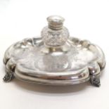 Victorian silver based inkstand with dedication to Revd A P Robinson (1869 - Idle) - 22cm x 17cm &