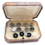 Qty of gentlemans cufflinks & studs inc 3 x 9ct white gold set with onyx (total weight 5g)