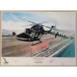 Framed fastest helicopter print (Westland Lynx ~ 249mph) signed by artist (David Gibbings) & test