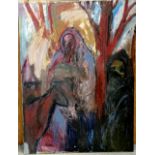 Large surreal oil painting on canvas signed verso Christopher Le Brun 1993 - 102cm x 76cm