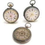 3 x silver cased antique pocket watches - 1 retailed by R E Jones, Southend-on-sea (35mm case), 1