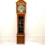 Vintage grandmother clock with mechanical movement and stained glass door (missing glass to