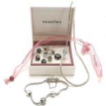 Pandora necklace (44cm) + bracelet + beads in a Pandora box - total weight 88g