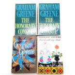 4 x Graham Greene 1st edition books ~ 1961 A Burnt-out case, 1969 Travels with my aunt & 1973 The