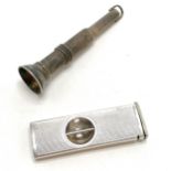 Silver cased cigar cutter (5cm long) t/w unmarked silver cased cigar piercer ~ total weight 27g