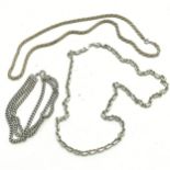 2 x silver neckchains (longest 48cm) + bracelet - total (3) - 77g