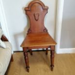 Antique carved mahogany shield back hall chair 89cm high