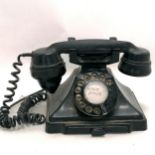 Original vintage black bakelite telephone with phone number compartment - receiver 24cm across
