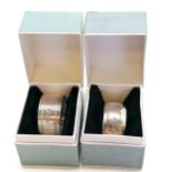 2 x boxed silver napkin rings - silver weight 30g & both without dedications