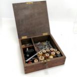Home made fly fishing kit in a mahogany box with key - 25cm square