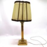 Brass corinthian column lamp (weighted base) with silk shade - total height 67cm