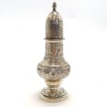 Chester silver caster by George Nathan & Ridley Hayes - 16cm high & 104g. In good condition