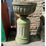 Large 3 part fluted circular planter and pedestal. In good condition. 54cm diameter x 100cm high