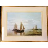 Large framed print of fishing boats - 70cm x 92cm