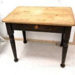 Antique pine small farmhouse table with single drawer - 90cm x 65cm