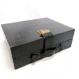 Antique black crocodile travel case (26cm x 32cm x 11cm) with matching jewellery box with a press