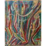 Abstract oil painting on canvas signed Lanskey - 50cm x 40cm