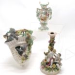 Victorian china corner wall bracket depicting birds - a/f - all wings + decoration t/w figural