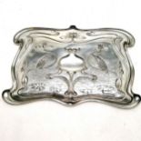 1906 Art Nouveau silver tray with kingfisher decoration by William Neale & Son - 30cm x 20cm &
