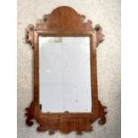Antique Georgian style mirror with mottled mirror plate - 63cm x 40cm ~ has replacement hand