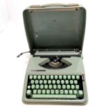 Hermes Rocket green typewriter in original carry case - 30cm x 32cm