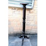 Antique mahogany torchere stand on a tripod base - 140cm high ~ has chip to top