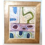 Framed abstract oil on canvas painting signed RH 73 & has inscription on reverse Hilton (Elisa