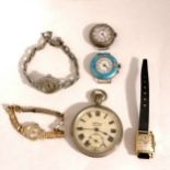 5 x ladies vintage wristwatches inc marcasite, seiko etc t/w services army pocket watch - all for